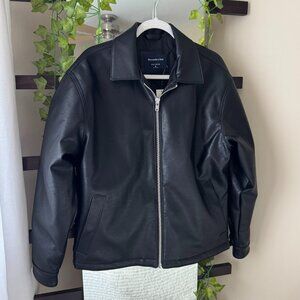 Abercrombie Black Vegan Leather Zip Up Jacket